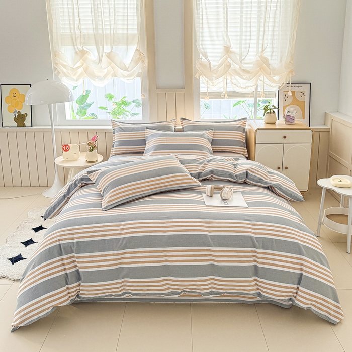 91家纺网 家纺一手货源 找家纺 2025新款全棉色织老粗布四件套 迟暮