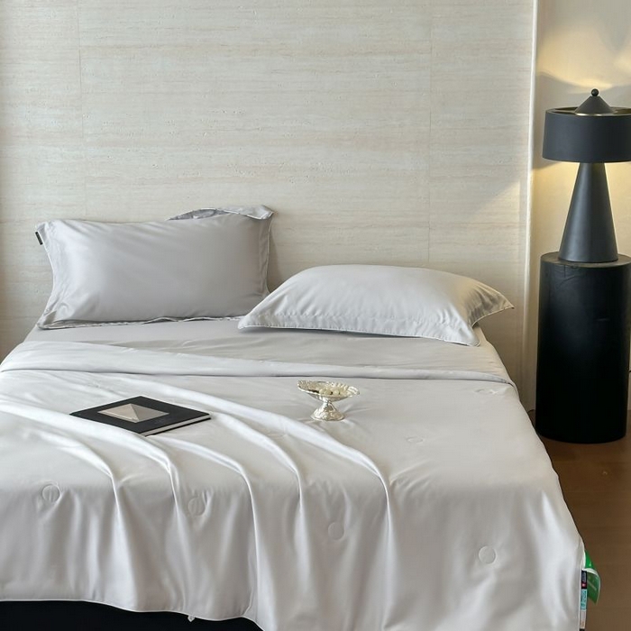 91家纺网 家纺一手货源 找家纺 茧羽世家 2025天丝纯色床笠夏被被子如丝系列 如丝 蜜桃灰