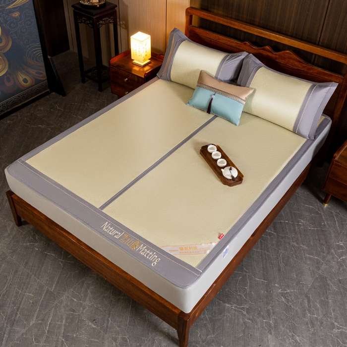 91家纺网 家纺一手货源 找家纺 卡罗兰 2025新款藤席凉席三件套床单床笠黄金藤系列 黄金藤香槟金-床笠