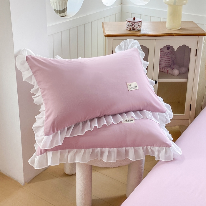 91家纺网 家纺一手货源 找家纺 红日子纺织品 2025新款韩版华夫格水洗棉四件套 蜜桃粉