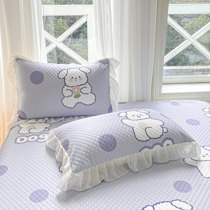 91家纺网 家纺一手货源 找家纺 康纳利2025新款A类冰豆豆床裙款凉席夏被四件套凉感丝空调被送买家秀 波点狗