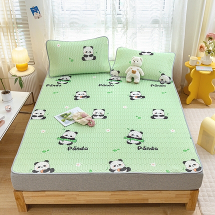 默忆 2025新款凉感丝印花乳胶凉席 开心熊猫
