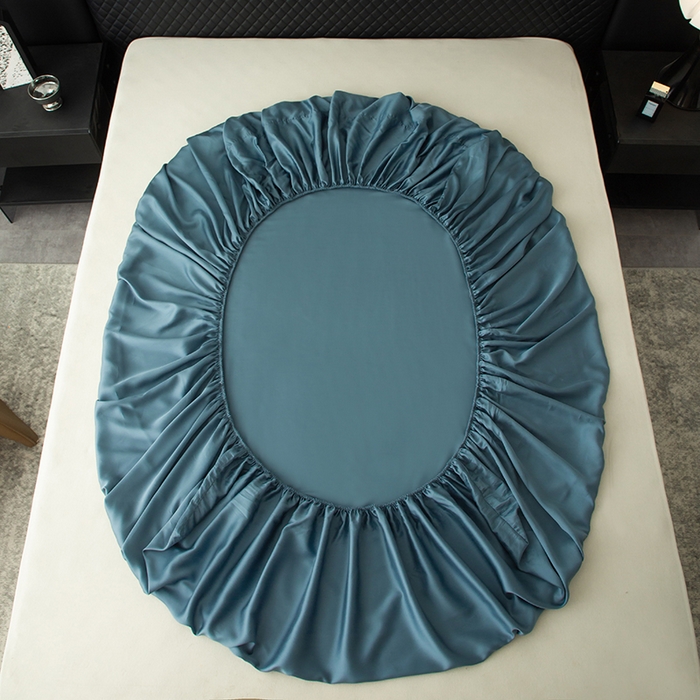 91家纺网 家纺一手货源 找家纺 简宜家居（朝初家纺） 2025新款兰精天丝单床笠 柔肌-宾利蓝