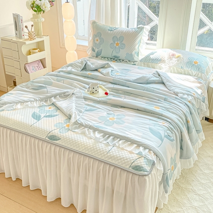 91家纺网 家纺一手货源 找家纺 （总）康纳利2025新款A类冰豆豆床裙款凉席夏被四件套凉感丝空调被送买家秀