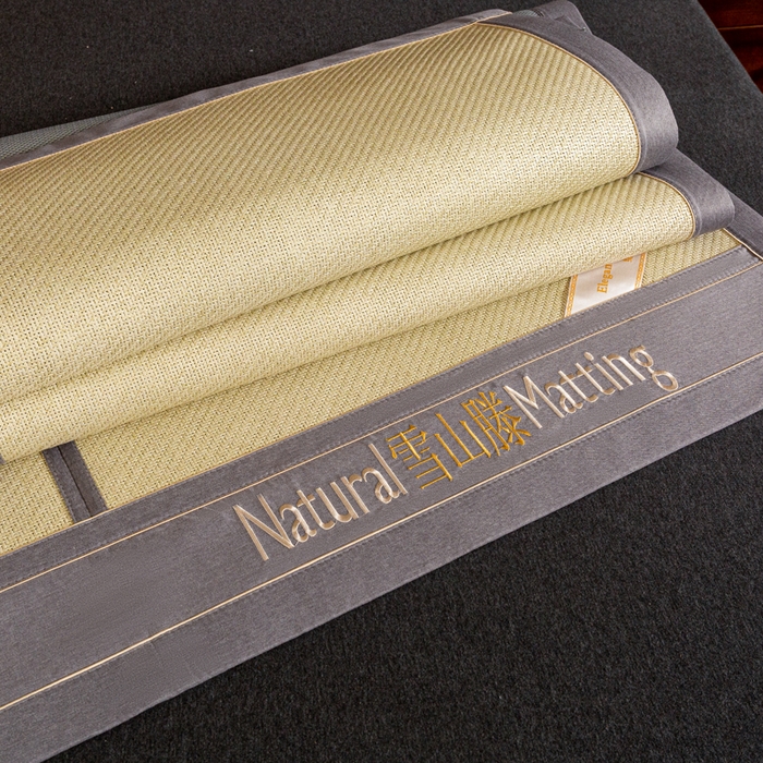 91家纺网 家纺一手货源 找家纺 卡罗兰 2025新款藤席凉席三件套床单床笠黄金藤系列 黄金藤香槟金-床席