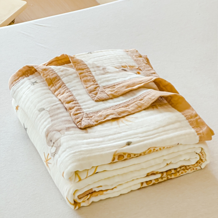 91家纺网 家纺一手货源 找家纺 乐家毛巾被2025新款全棉六层一体超柔泡泡纱多功能毯 动物园