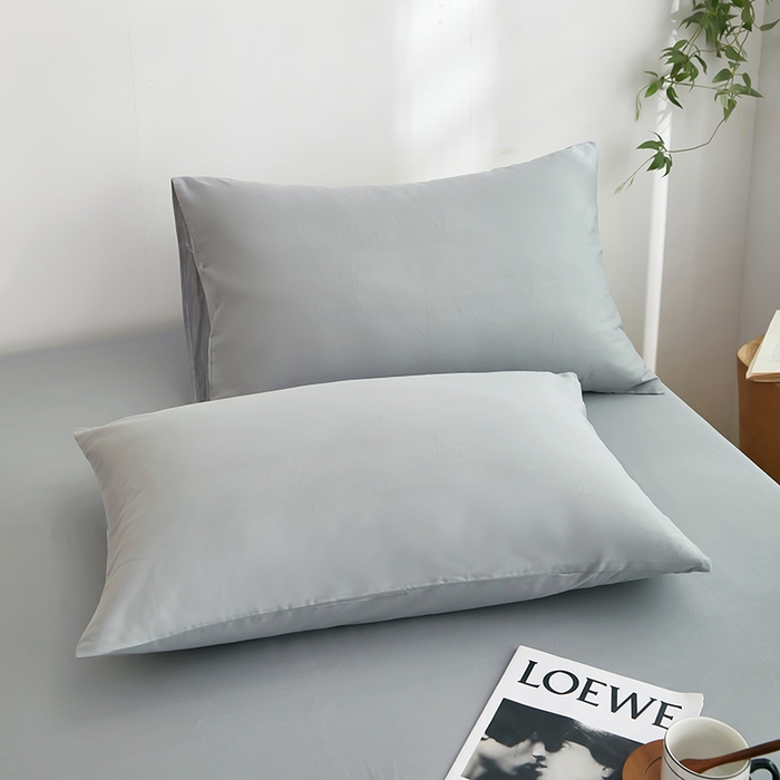 91家纺网 家纺一手货源 找家纺 艾橙家纺 2025新款正宗133x72喷气织造全棉纯棉纯色床笠三件套 浅灰