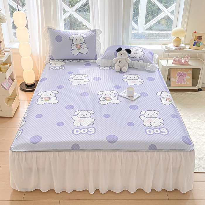 91家纺网 家纺一手货源 找家纺 康纳利2025新款A类冰豆豆床裙款凉席夏被四件套凉感丝空调被送买家秀 波点狗