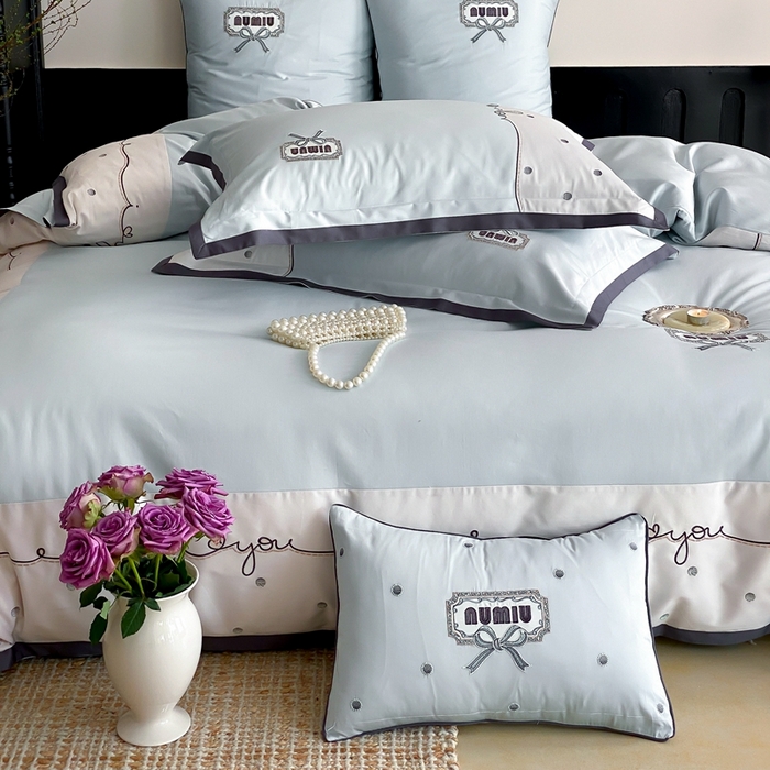 91家纺网 家纺一手货源 找家纺 品家居2025新款高支高密贡缎长绒棉四件套 觅-蓝