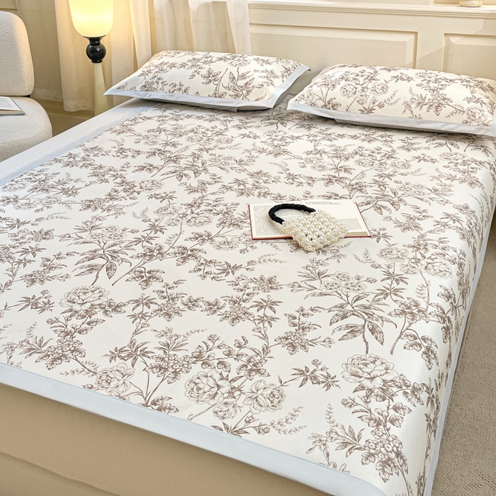 91家纺网 家纺一手货源 找家纺 绒艺席业 2025新款600D冰丝印花数码印花冰藤席赫本风系列 伊甸园