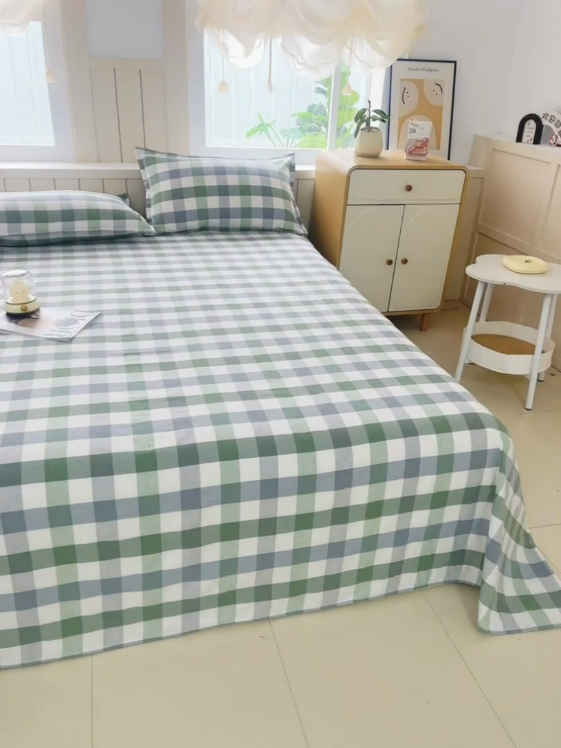 91家纺网 家纺一手货源 找家纺 2025新款全棉色织老粗布单床单 森眸