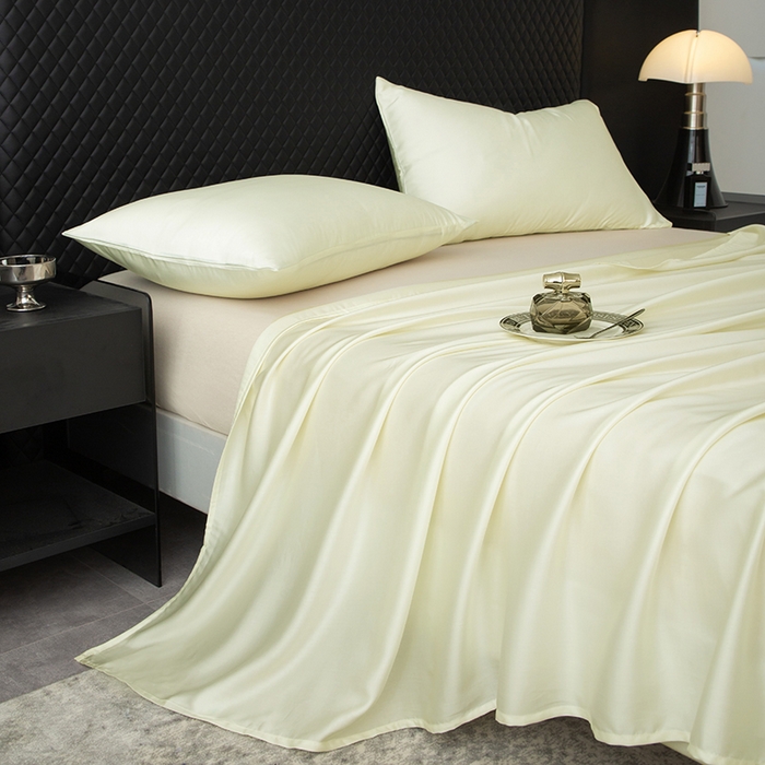 91家纺网 家纺一手货源 找家纺 简宜家居（朝初家纺） 2025新款A棉兰精天丝单床单 柔肌-绵白