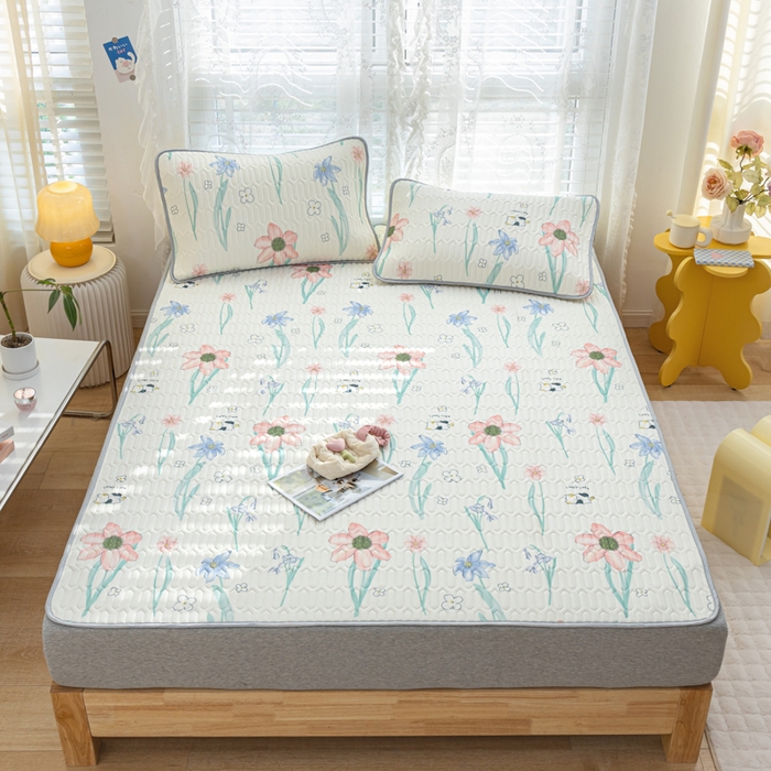 91家纺网 家纺一手货源 找家纺 默忆 2025新款凉感丝印花乳胶凉席 花开曼舞