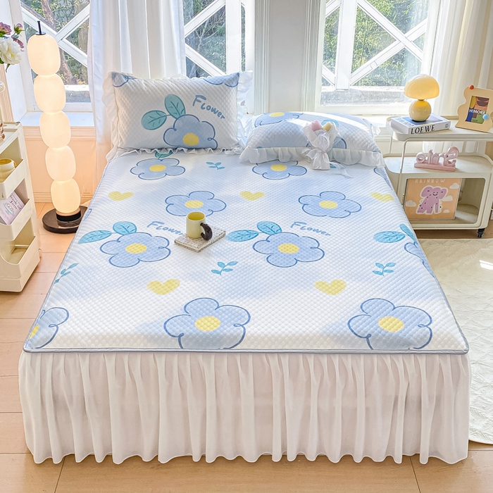 91家纺网 家纺一手货源 找家纺 康纳利2025新款A类冰豆豆床裙款凉席夏被四件套凉感丝空调被送买家秀 花语