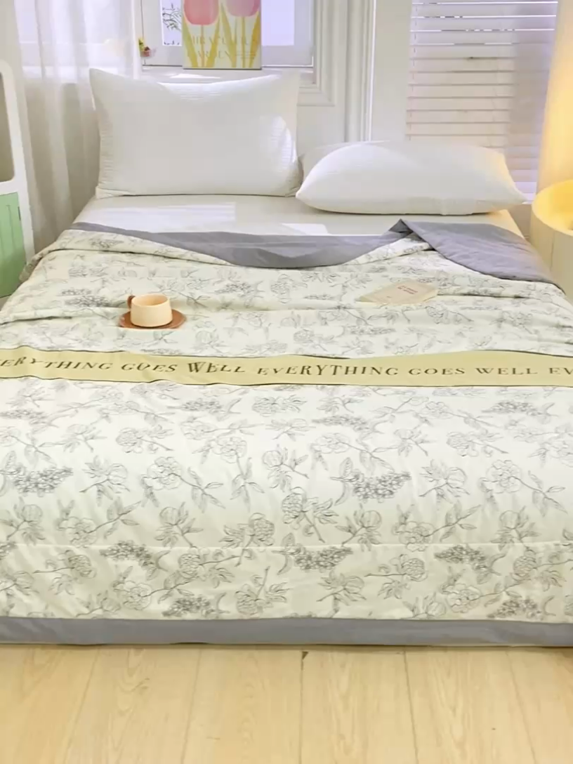 91家纺网 家纺一手货源 找家纺 锦鹭被业 2025新款A类里外全棉印花夏被 山茶花