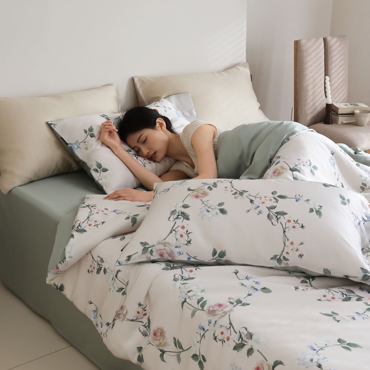 91家纺网 家纺一手货源 找家纺 玉宇阁 2025新款60S兰精天丝印花四件套 春棠