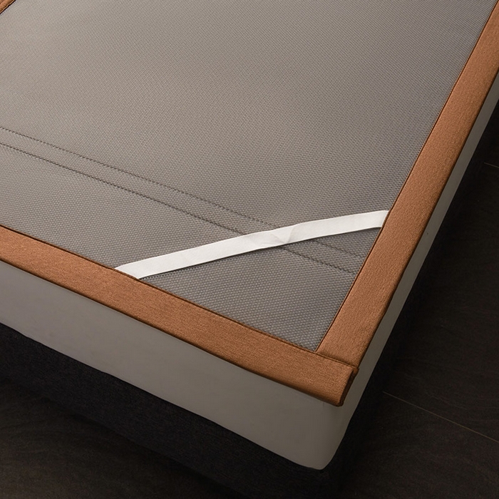 91家纺网 家纺一手货源 找家纺 卡罗兰 2025新款藤席凉席三件套床单床笠黄金藤系列 黄金藤经典咖-床席