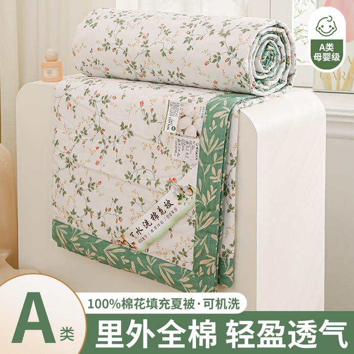 91家纺网 家纺一手货源 找家纺 锦鹭被业 2025新款A类里外全棉印花夏被 兰黛