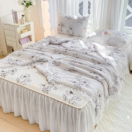 91家纺网 家纺一手货源 找家纺 （总）康纳利2025新款A类冰豆豆床裙款凉席夏被四件套凉感丝空调被送买家秀