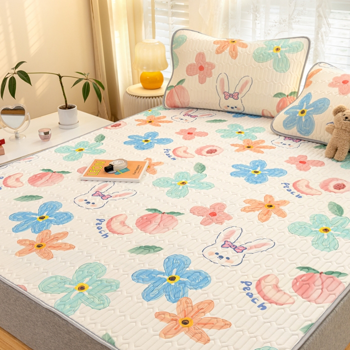 91家纺网 家纺一手货源 找家纺 默忆 2025新款凉感丝印花乳胶凉席 夏天味道