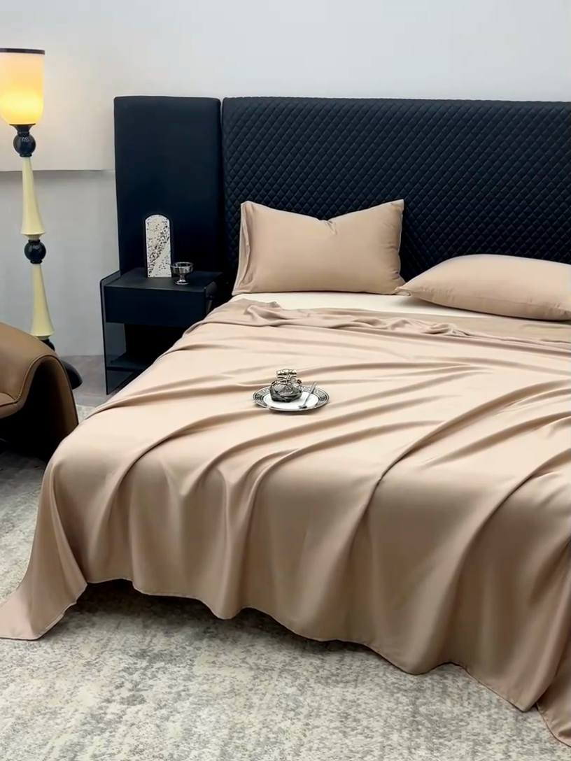 91家纺网 家纺一手货源 找家纺 简宜家居（朝初家纺） 2025新款A棉兰精天丝单床单 柔肌-奶茶