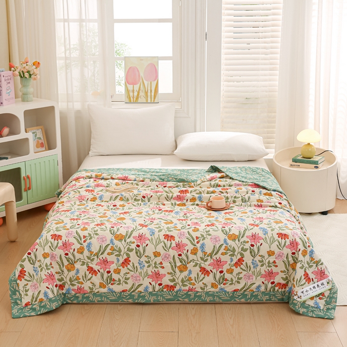 91家纺网 家纺一手货源 找家纺 锦鹭被业 2025新款A类里外全棉印花夏被 芳华