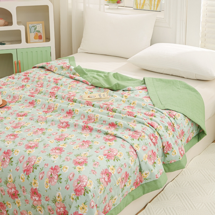 91家纺网 家纺一手货源 找家纺 锦鹭被业 2025新款A类里外全棉印花夏被 花团锦簇