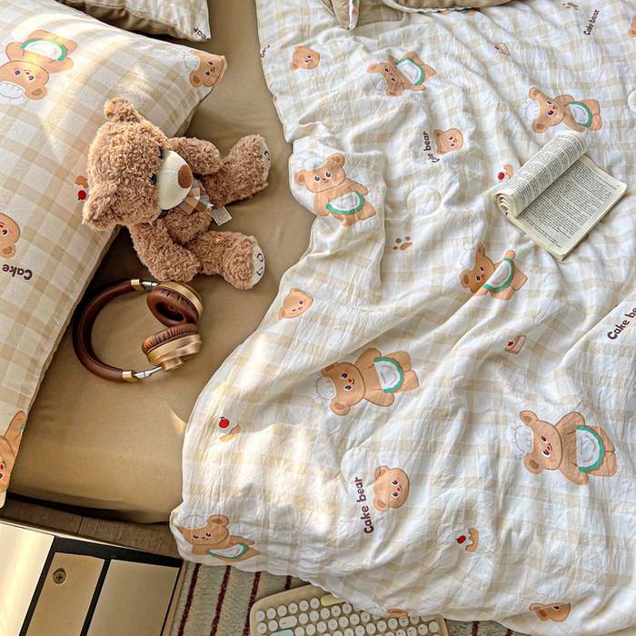 91家纺网 家纺一手货源 找家纺 妖妖家纺2025新款糯糯夏凉被四件套夏凉被空调被 厨师小熊