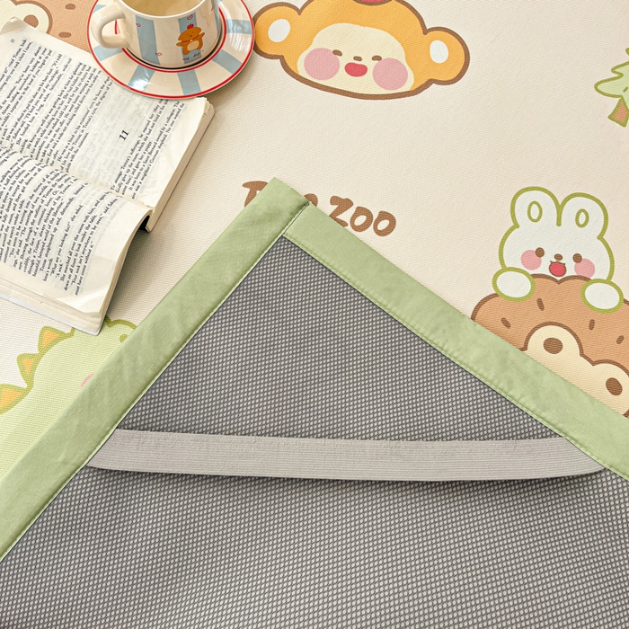 91家纺网 家纺一手货源 找家纺 绒艺席业 2025新款600D冰丝印花数码印花冰藤席卡通小清新系列 动物派对