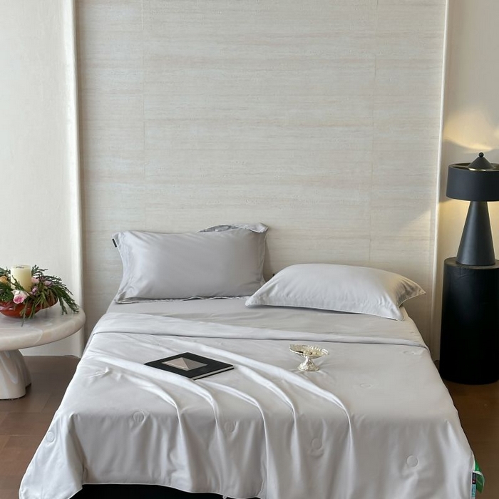 91家纺网 家纺一手货源 找家纺 茧羽世家 2025天丝纯色床笠夏被被子如丝系列 如丝 蜜桃灰