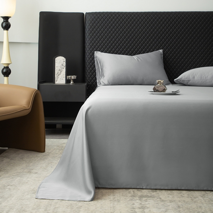 91家纺网 家纺一手货源 找家纺 简宜家居（朝初家纺） 2025新款A棉兰精天丝单床单 柔肌-高级灰