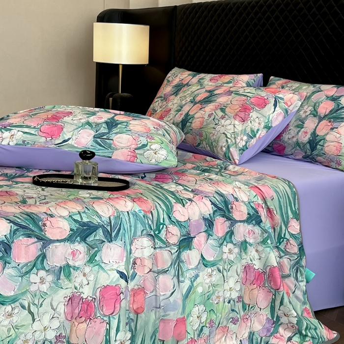 91家纺网 家纺一手货源 找家纺 花满路 2025新款成人夏被 碧海