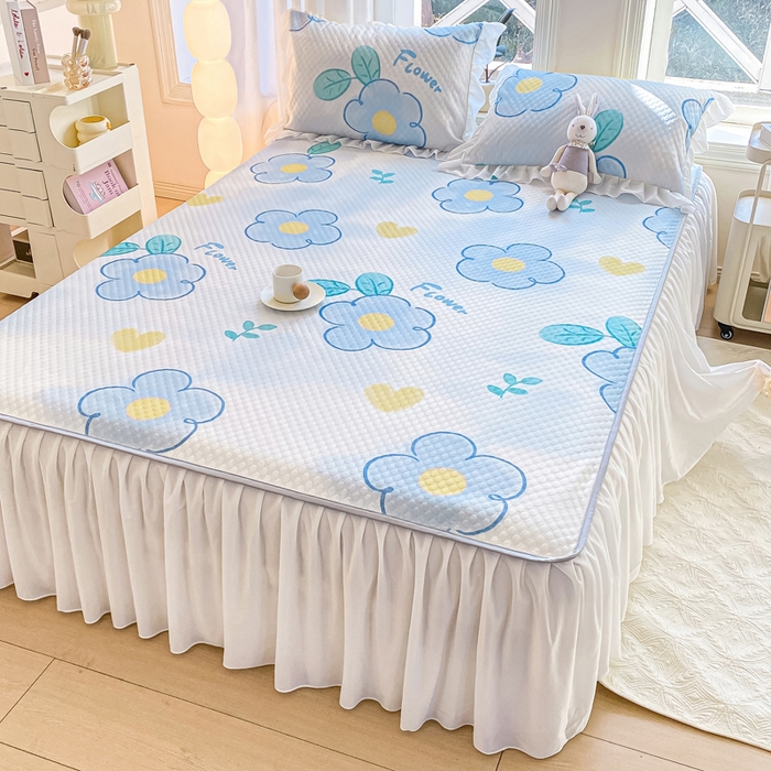 91家纺网 家纺一手货源 找家纺 康纳利2025新款A类冰豆豆床裙款凉席夏被四件套凉感丝空调被送买家秀 花语