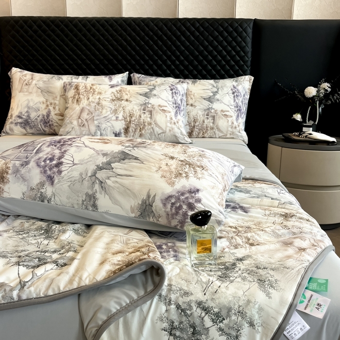 91家纺网 家纺一手货源 找家纺 花满路 2025新款成人夏被 兰亭