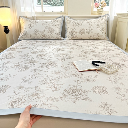 绒艺席业 2025新款600D冰丝印花数码印花冰藤席赫本风系列 春风吹