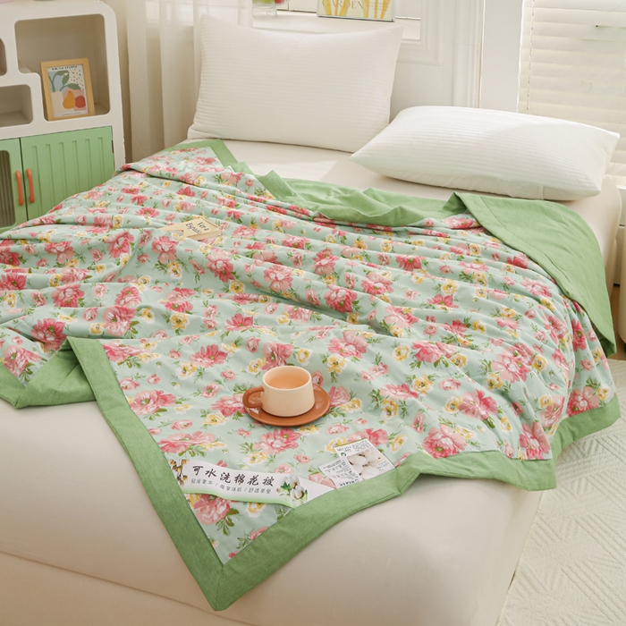 91家纺网 家纺一手货源 找家纺 锦鹭被业 2025新款A类里外全棉印花夏被 花团锦簇