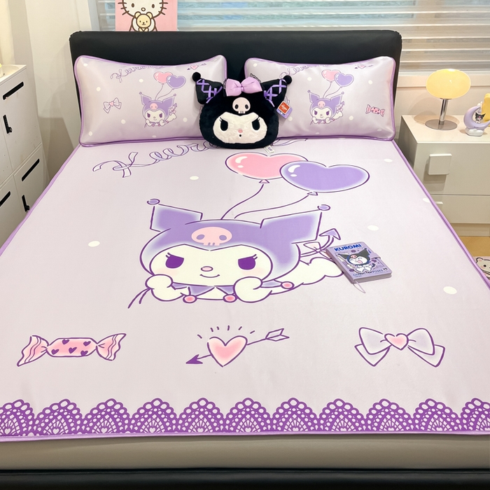 91家纺网 家纺一手货源 找家纺 暮思家居 2025新款正版授权A类大版数码印花三丽鸥可机洗1200D冰丝凉席可组合针织棉夏被四件套床笠款 床笠款-梦想库洛米