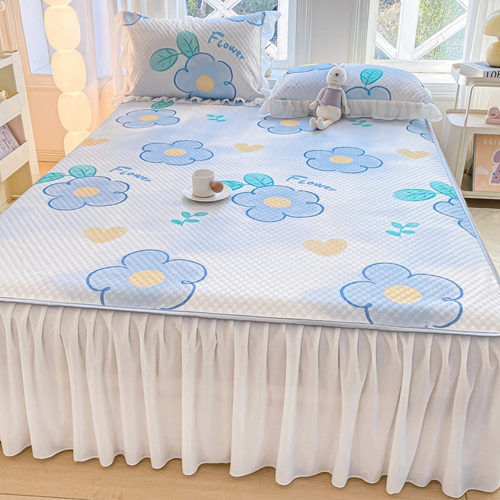 91家纺网 家纺一手货源 找家纺 康纳利2025新款A类冰豆豆床裙款凉席夏被四件套凉感丝空调被送买家秀 花语