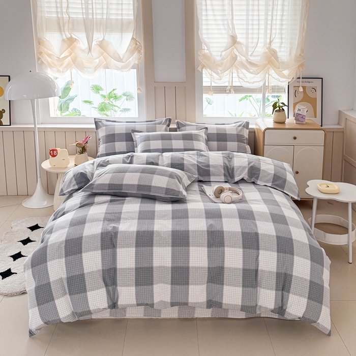 91家纺网 家纺一手货源 找家纺 2025新款全棉色织老粗布四件套 北柒