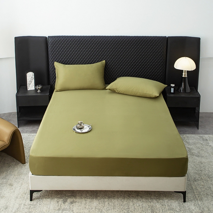 91家纺网 家纺一手货源 找家纺 简宜家居（朝初家纺） 2025新款兰精天丝单床笠 柔肌-松绿