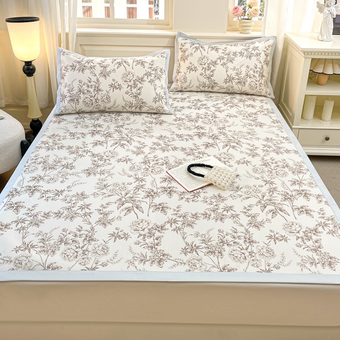 91家纺网 家纺一手货源 找家纺 绒艺席业 2025新款600D冰丝印花数码印花冰藤席赫本风系列 伊甸园