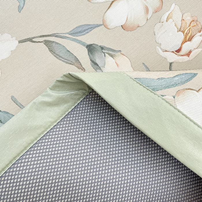 91家纺网 家纺一手货源 找家纺 绒艺席业 2025新款600D冰丝印花数码印花冰藤席赫本风系列 后花园