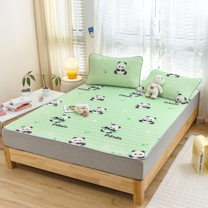 91家纺网 家纺一手货源 找家纺 默忆 2025新款凉感丝印花乳胶凉席 开心熊猫