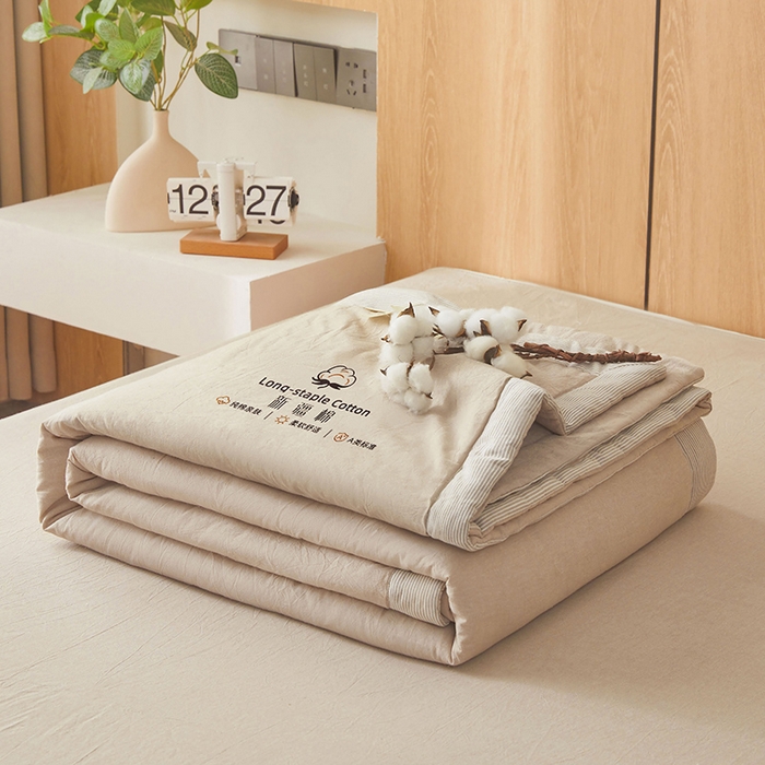 91家纺网 家纺一手货源 找家纺 2025新款无印风纯色100%新疆棉夏被夏凉被空调被棉花夏被棉花被子被芯爆款可机洗（包检测） 新疆棉-卡其