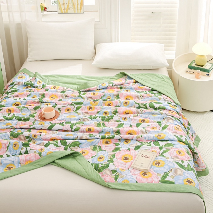 91家纺网 家纺一手货源 找家纺 锦鹭被业 2025新款A类里外全棉印花夏被 雨后彩虹