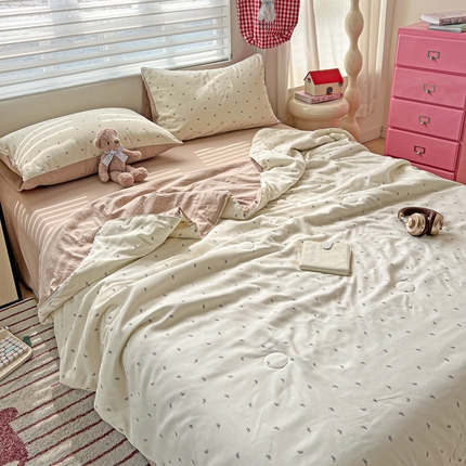 妖妖家纺2025新款糯糯夏凉被四件套夏凉被空调被 小蝴蝶-奶白