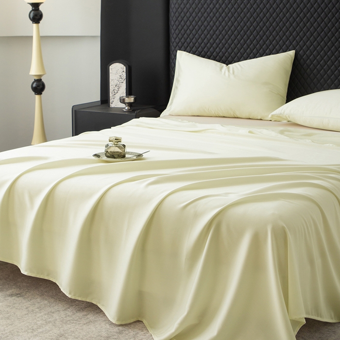 91家纺网 家纺一手货源 找家纺 简宜家居（朝初家纺） 2025新款A棉兰精天丝单床单 柔肌-绵白