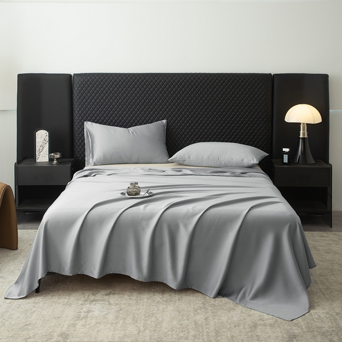 91家纺网 家纺一手货源 找家纺 简宜家居（朝初家纺） 2025新款A棉兰精天丝单床单 柔肌-高级灰