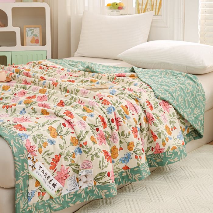 91家纺网 家纺一手货源 找家纺 锦鹭被业 2025新款A类里外全棉印花夏被 芳华