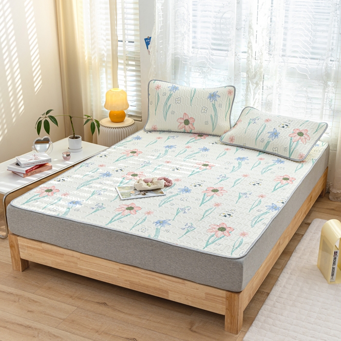 91家纺网 家纺一手货源 找家纺 默忆 2025新款凉感丝印花乳胶凉席 花开曼舞